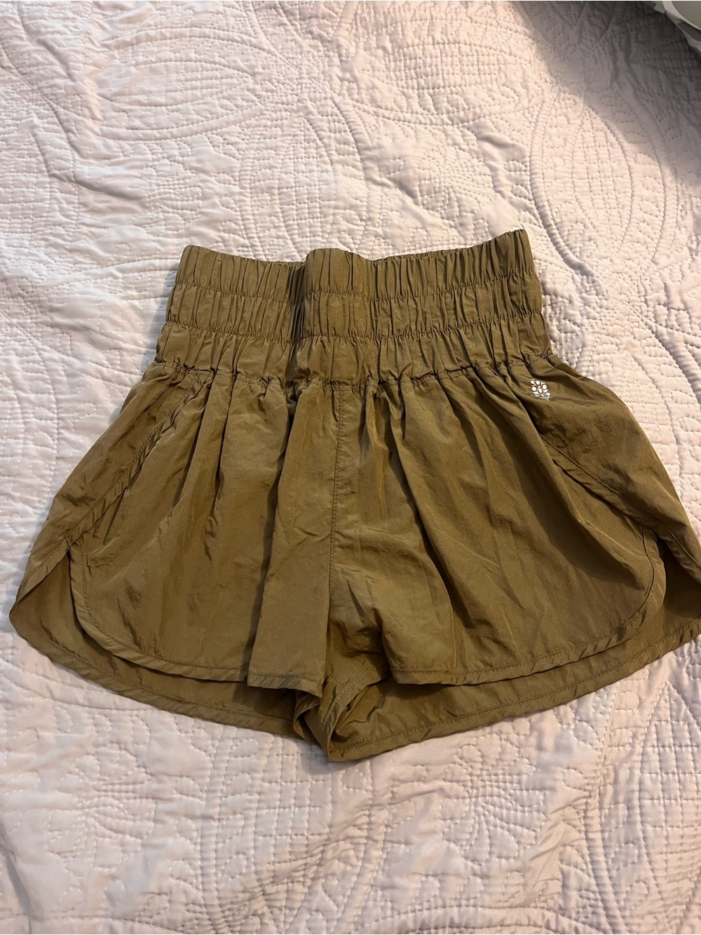 Free People Olive Green High-Waist Athletic Shorts